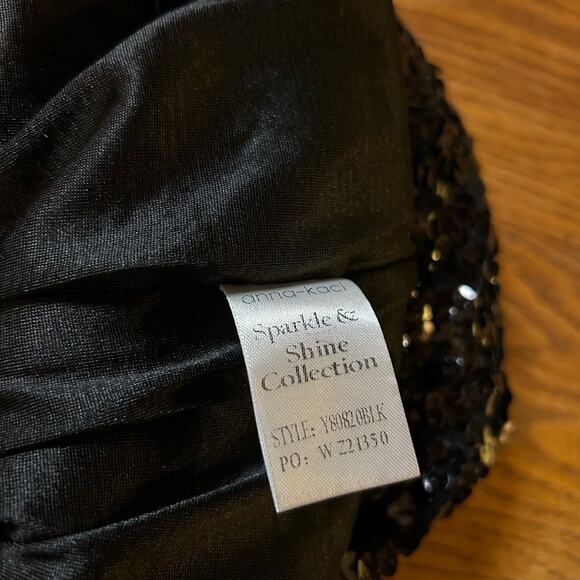 Anna-Kaci One Shoulder Sequin Black Mini Dress Sz Medium Body Con Party Holidays - Picture 6 of 8